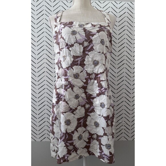 NWT Abercrombie & Fitch Linen Blend Floral Halter Dress Size Large - Picture 1 of 9